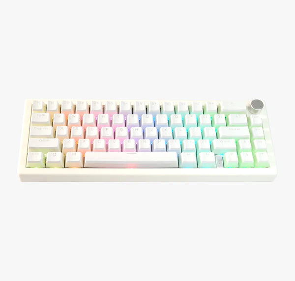 Witte pudding keycaps met doorschijnende zijkanten – double shot PBT in OEM-profiel